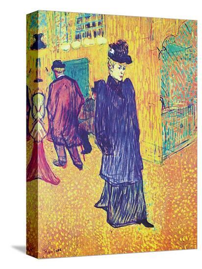 Jane Avril leaves the Moulin Rouge-Henri de Toulouse-Lautrec-Stretched Canvas