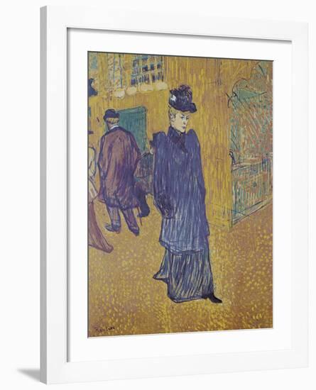 Jane Avril leaves the Moulin Rouge-Henri de Toulouse-Lautrec-Framed Art Print