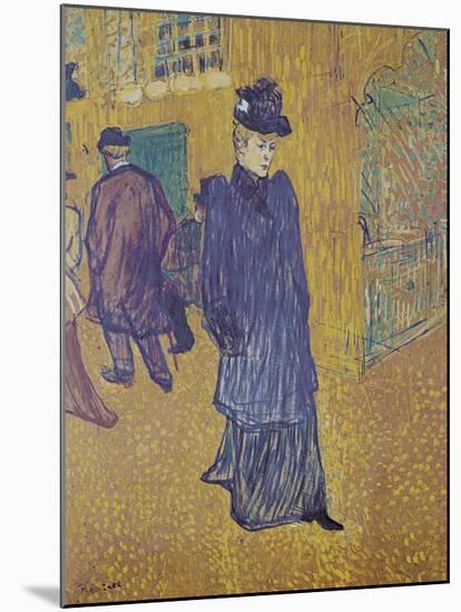 Jane Avril leaves the Moulin Rouge-Henri de Toulouse-Lautrec-Mounted Art Print