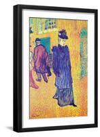 Jane Avril Leaves The Moulin Rouge-Henri de Toulouse-Lautrec-Framed Art Print