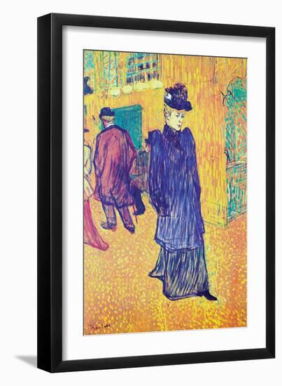 Jane Avril Leaves The Moulin Rouge-Henri de Toulouse-Lautrec-Framed Art Print