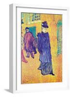 Jane Avril Leaves The Moulin Rouge-Henri de Toulouse-Lautrec-Framed Art Print