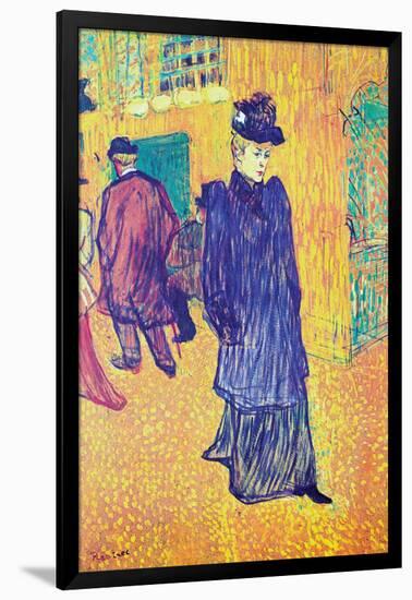 Jane Avril Leaves The Moulin Rouge-Henri de Toulouse-Lautrec-Framed Art Print