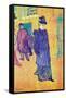 Jane Avril Leaves The Moulin Rouge-Henri de Toulouse-Lautrec-Framed Stretched Canvas