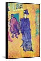 Jane Avril Leaves The Moulin Rouge-Henri de Toulouse-Lautrec-Framed Stretched Canvas