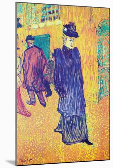 Jane Avril Leaves The Moulin Rouge-Henri de Toulouse-Lautrec-Mounted Art Print