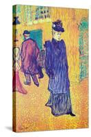 Jane Avril Leaves The Moulin Rouge-Henri de Toulouse-Lautrec-Stretched Canvas