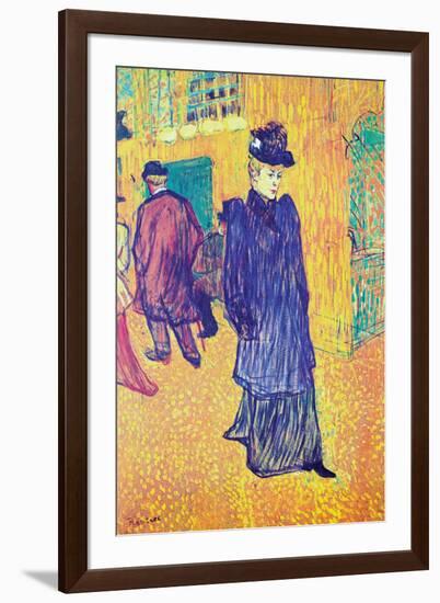 Jane Avril Leaves The Moulin Rouge-Henri de Toulouse-Lautrec-Framed Art Print