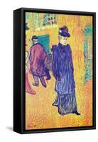 Jane Avril Leaves the Moulin Rouge-Henri de Toulouse-Lautrec-Framed Stretched Canvas