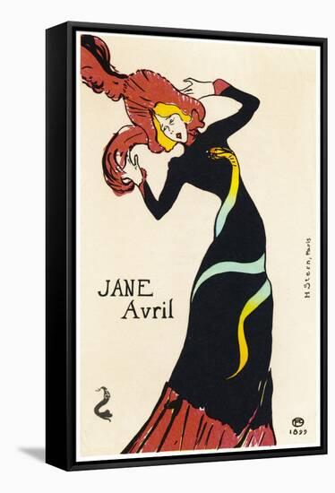 Jane Avril Music Hall Performer-Henri de Toulouse-Lautrec-Framed Stretched Canvas