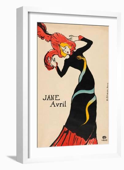 Jane Avril Poster by Henri De Toulouse-Lautrec-Henri de Toulouse-Lautrec-Framed Giclee Print