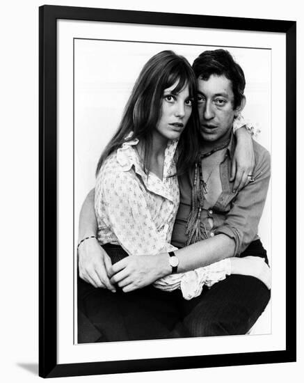 Jane Birkin Actress and Serge Gainsbourg at Home in Their Chelsea Flat-null-Framed Photographic Print