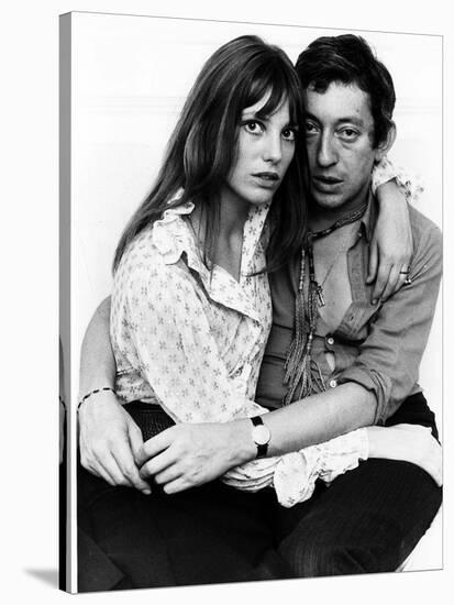 Jane Birkin Actress and Serge Gainsbourg at Home in Their Chelsea Flat-null-Stretched Canvas