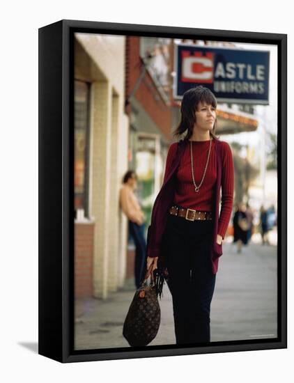 Jane Fonda Carrying a Louis Vuitton Bag as She Walks Down the Street-Bill Ray-Framed Stretched Canvas