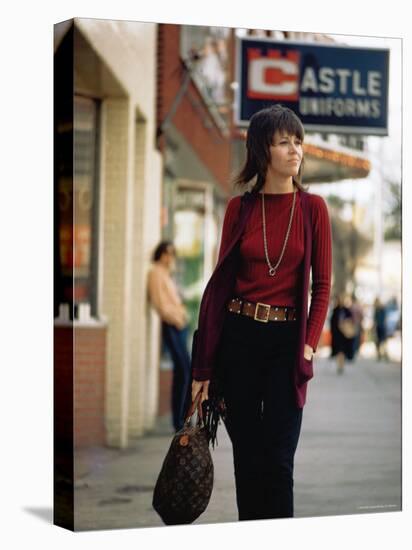 Jane Fonda Carrying a Louis Vuitton Bag as She Walks Down the Street-Bill Ray-Stretched Canvas