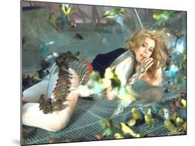 Jane Fonda is Preyed Upon by Parakeets and Finches in Scene from Roger Vadim's "Barbarella"-Carlo Bavagnoli-Mounted Premium Photographic Print