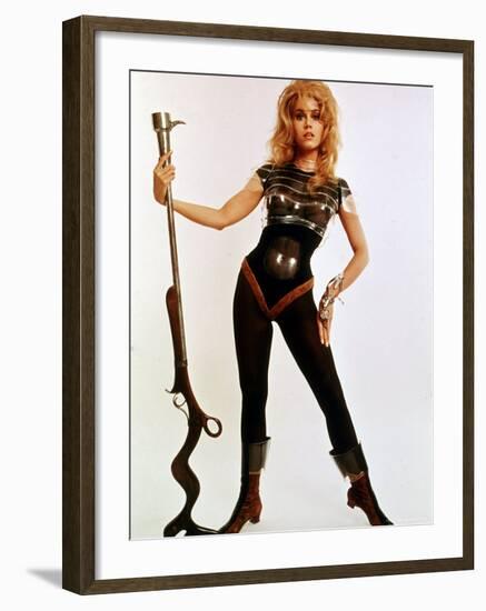 Jane Fonda, Wearing Space Age Costume in Publicity Still from Roger Vadim's Film "Barbarella"-Carlo Bavagnoli-Framed Premium Photographic Print