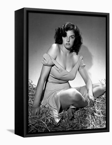 Jane Russell. "The Outlaw" 1943, Directed by Howard Hughes-null-Framed Stretched Canvas