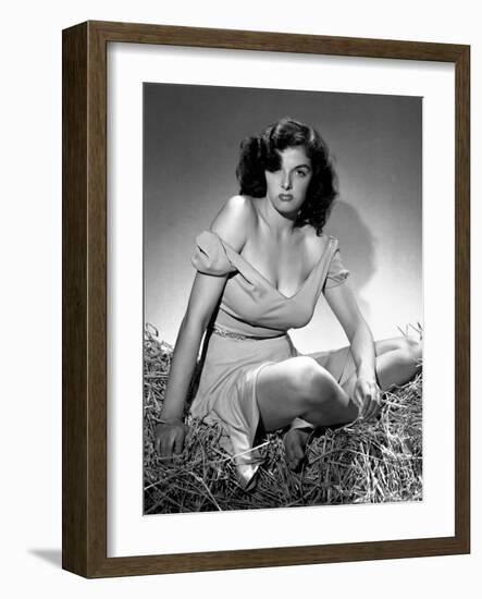 Jane Russell. "The Outlaw" 1943, Directed by Howard Hughes-null-Framed Photographic Print