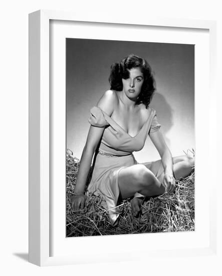 Jane Russell. "The Outlaw" 1943, Directed by Howard Hughes-null-Framed Photographic Print