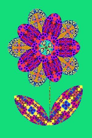 Flower cutout on green, 2020, (collage)
