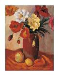 Poppies in Black Vase-Janine Salzman-Stretched Canvas