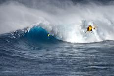 Hawaii Maui. Helicopter Crew Filming Kyle Lenny Surfing Monster Waves at Pe'Ahi Jaws-Janis Miglavs-Photographic Print