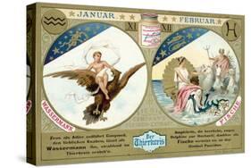 January and February: Aquarius and Pisces-null-Stretched Canvas
