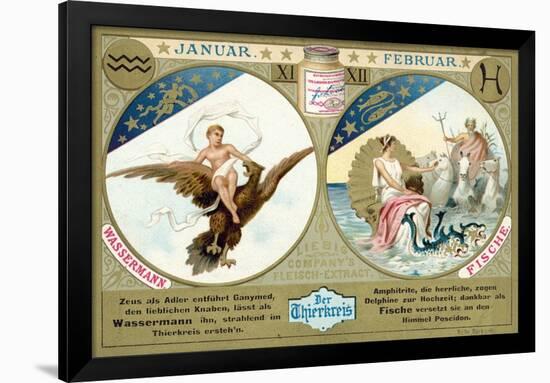 January and February: Aquarius and Pisces-null-Framed Premium Giclee Print