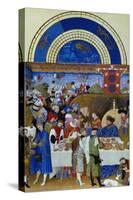 January: Banquet Scene by the Limbourg Brothers (Facsimile Manuscript)-null-Stretched Canvas