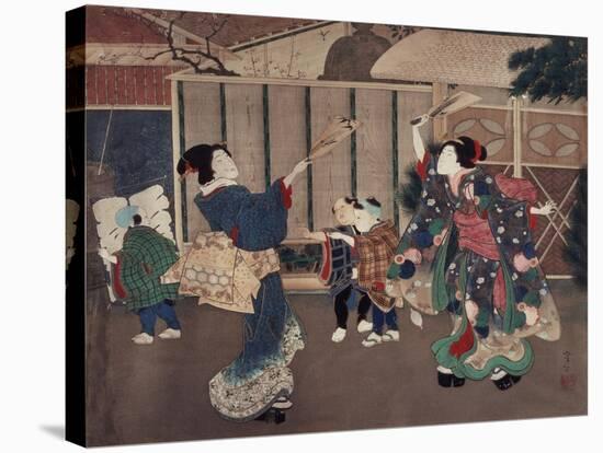 January: Celebrating the New Year, 1860s-Tsukioka Yoshitoshi-Stretched Canvas