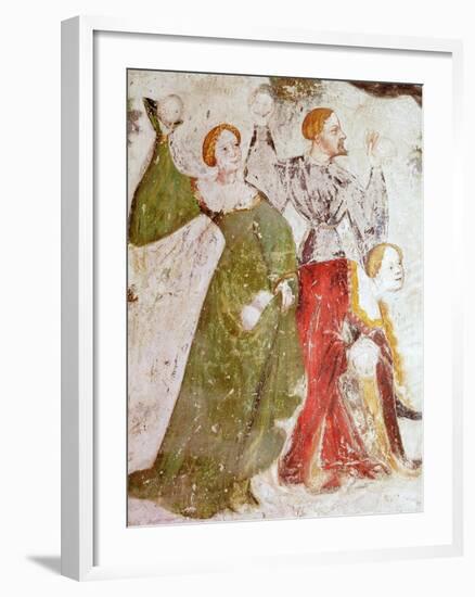 January or Aquarius with Courtiers in Snowball Fight Outside Stenico Castle-Venceslao-Framed Giclee Print
