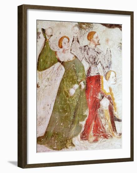 January or Aquarius with Courtiers in Snowball Fight Outside Stenico Castle-Venceslao-Framed Giclee Print