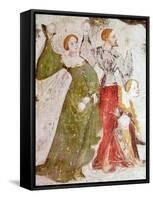 January or Aquarius with Courtiers in Snowball Fight Outside Stenico Castle-Venceslao-Framed Stretched Canvas