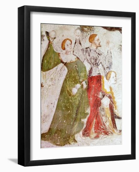 January or Aquarius with Courtiers in Snowball Fight Outside Stenico Castle-Venceslao-Framed Giclee Print