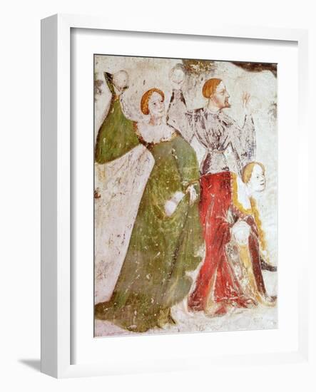 January or Aquarius with Courtiers in Snowball Fight Outside Stenico Castle-Venceslao-Framed Giclee Print