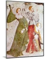 January or Aquarius with Courtiers in Snowball Fight Outside Stenico Castle-Venceslao-Mounted Giclee Print