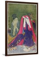 Japan: a Couple, the Man Smoking a Pipe and a Woman Lifting the Mosquito Net-Kitagawa Utamaro-Framed Giclee Print