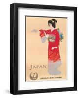 Japan Air Lines, Geisha c.1950’s-Mitsumura-Framed Art Print