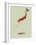 Japan Color Splatter Map-NaxArt-Framed Art Print