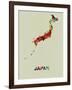 Japan Color Splatter Map-NaxArt-Framed Art Print