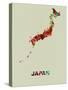 Japan Color Splatter Map-NaxArt-Stretched Canvas