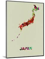 Japan Color Splatter Map-NaxArt-Mounted Art Print