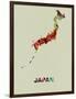Japan Color Splatter Map-NaxArt-Framed Art Print