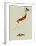 Japan Color Splatter Map-NaxArt-Framed Art Print