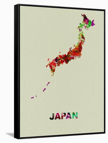 Japan Color Splatter Map-NaxArt-Framed Stretched Canvas