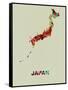 Japan Color Splatter Map-NaxArt-Framed Stretched Canvas