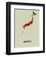 Japan Color Splatter Map-NaxArt-Framed Art Print