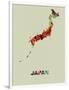 Japan Color Splatter Map-NaxArt-Framed Art Print