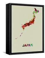 Japan Color Splatter Map-NaxArt-Framed Stretched Canvas